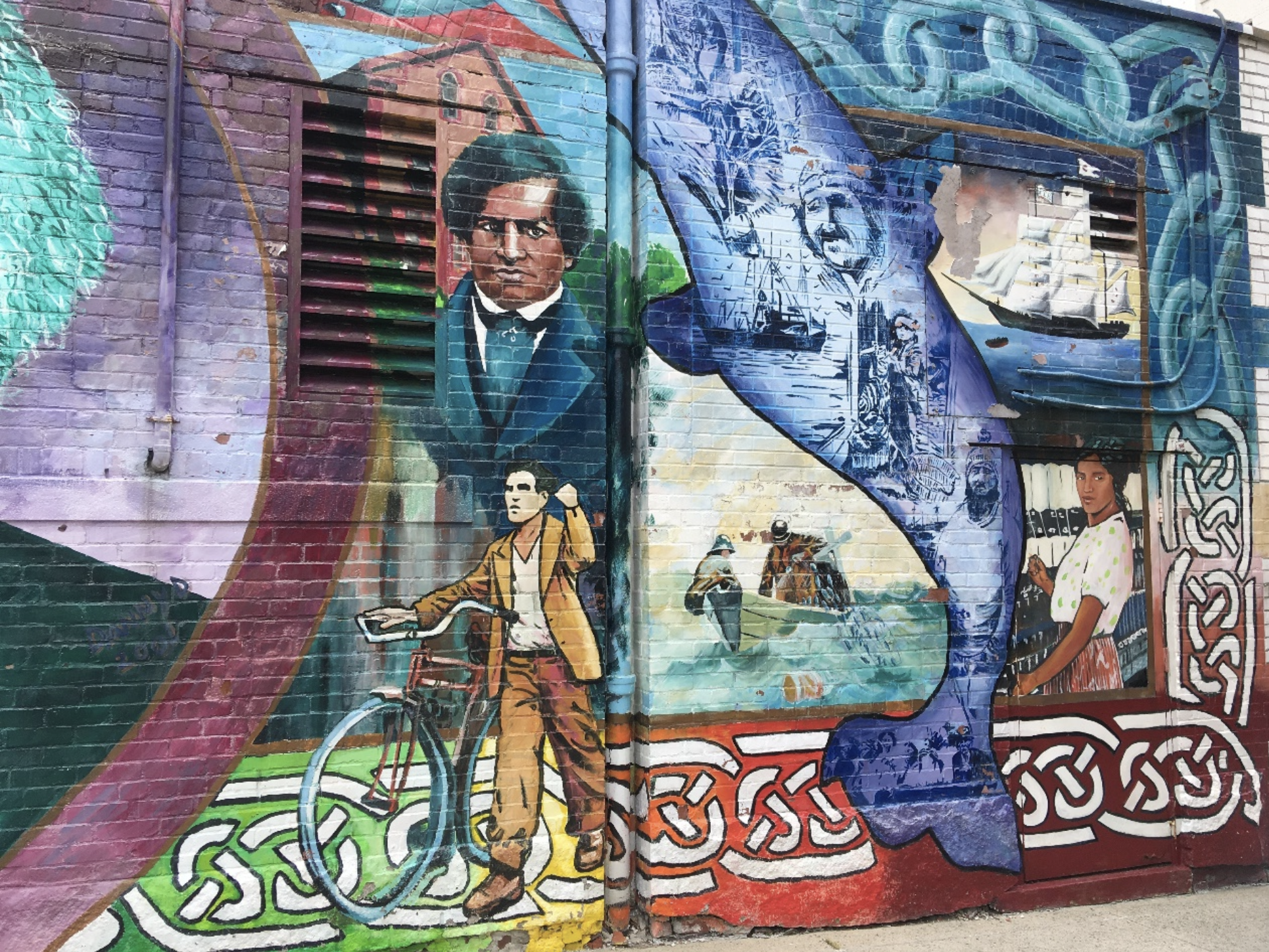 a section of the Fredrick Douglass murals in New Bedford, MA